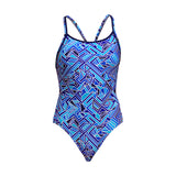 Funkita - Blue Bits - Ladies Eco Diamond Back One Piece