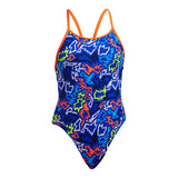 Funkita - Broken Hearts - Girls Eco Diamond Back One Piece