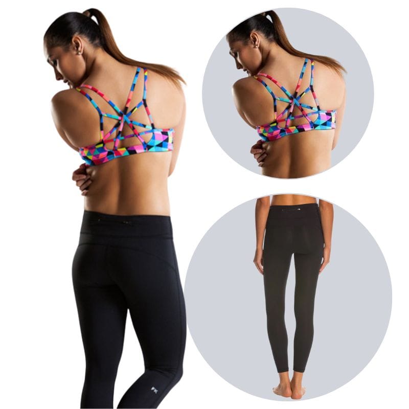 Funkita - Colour Card Strap In Sports Top & Black Electric Runner 7/8 Tight