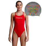 Funkita - Fire Girls Single Strap & Snow Flyer Swimming Cap