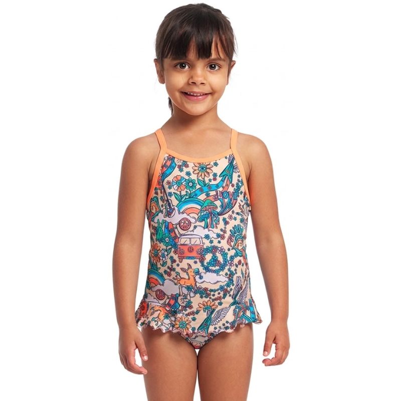 Funkita - Free Love - Toddler Girls Eco Belted Frill One Piece