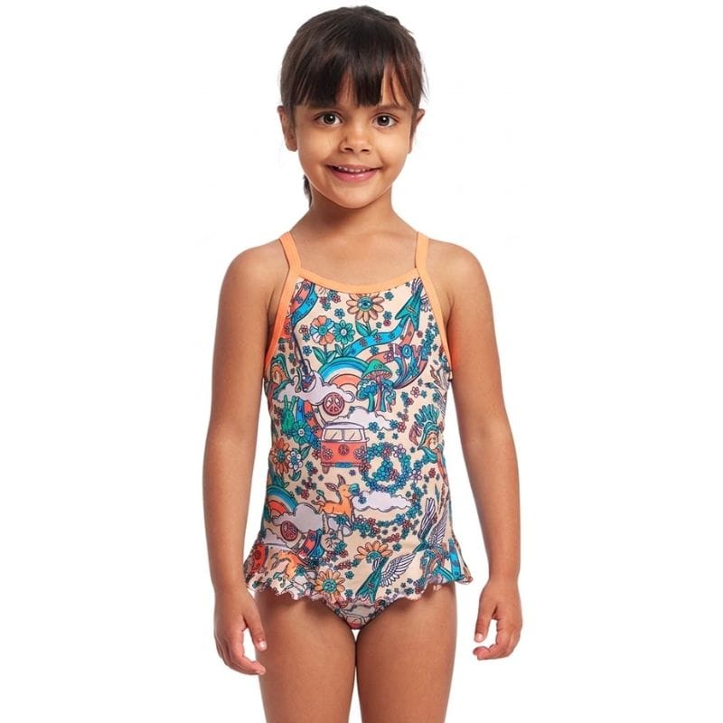 Funkita - Free Love - Toddler Girls Eco Belted Frill One Piece