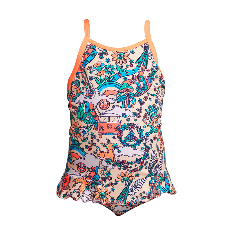 Funkita - Free Love - Toddler Girls Eco Belted Frill One Piece