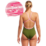 Funkita - Glamo Camo Ladies Single Strap & Swan Lake Swimming Cap