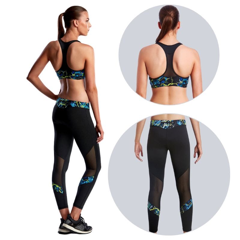 Funkita - Midnight Marble - Racerback Active Crop Top & Meshed Up 7/8 Active Tight