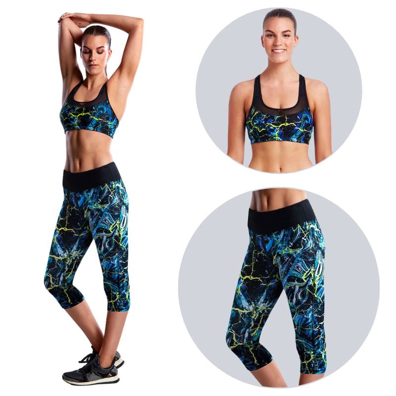Funkita - Midnight Marble - Racerback Active Crop Top & Rapid Racer Tight