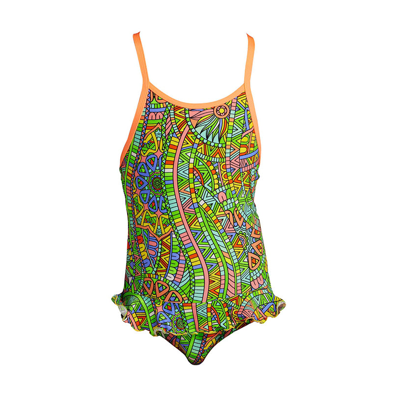 Funkita - Minty Mixer - Toddler Girls Belted Frill One Piece