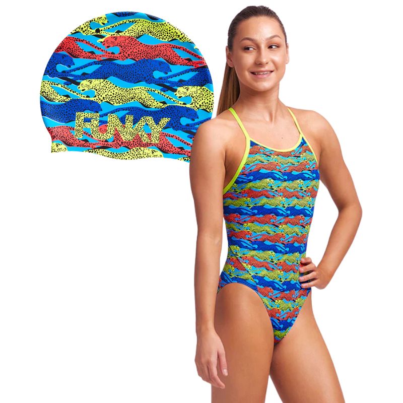 Funkita - No Cheating - Girls Eco Diamond Back & Silicone Swimming Cap