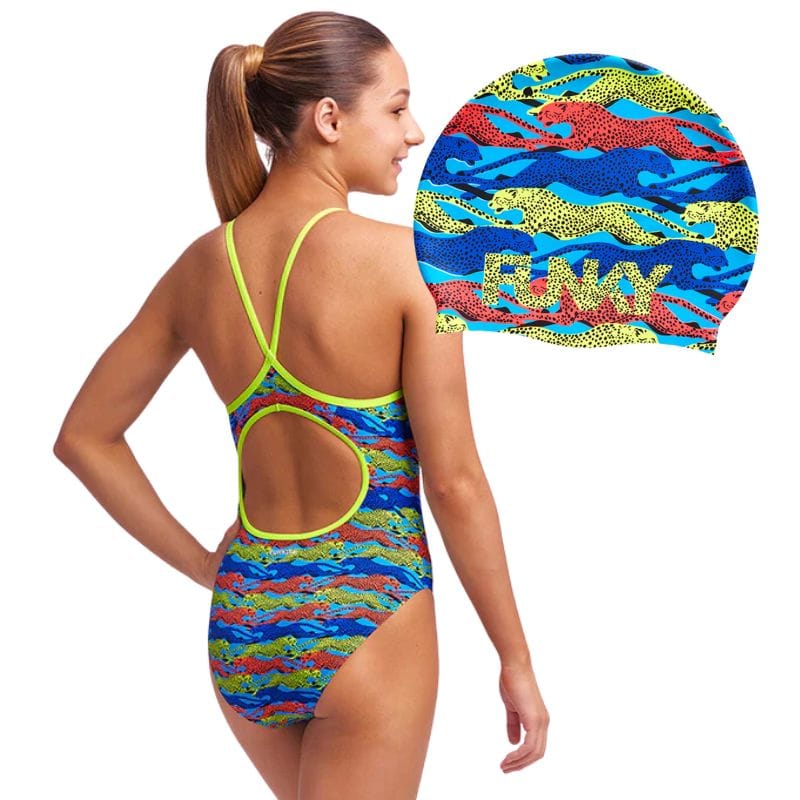 Funkita - No Cheating - Girls Eco Diamond Back & Silicone Swimming Cap