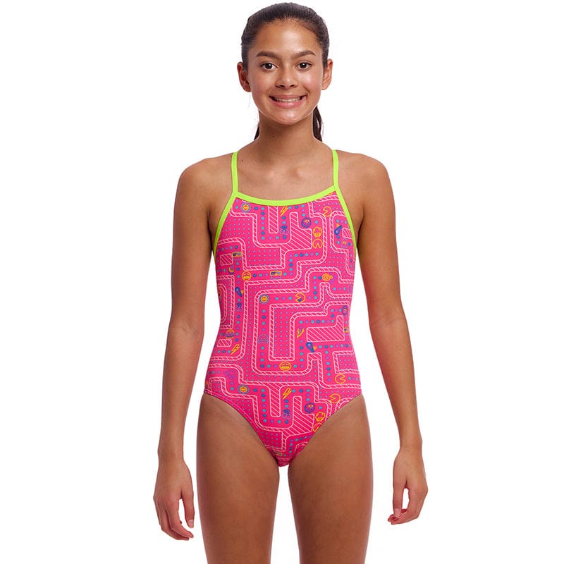 Funkita - Packed Pink - Girls Eco Tie Me Tight One Piece