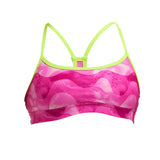 Funkita - Pink Caps - Girls Eco Swim Crop Top