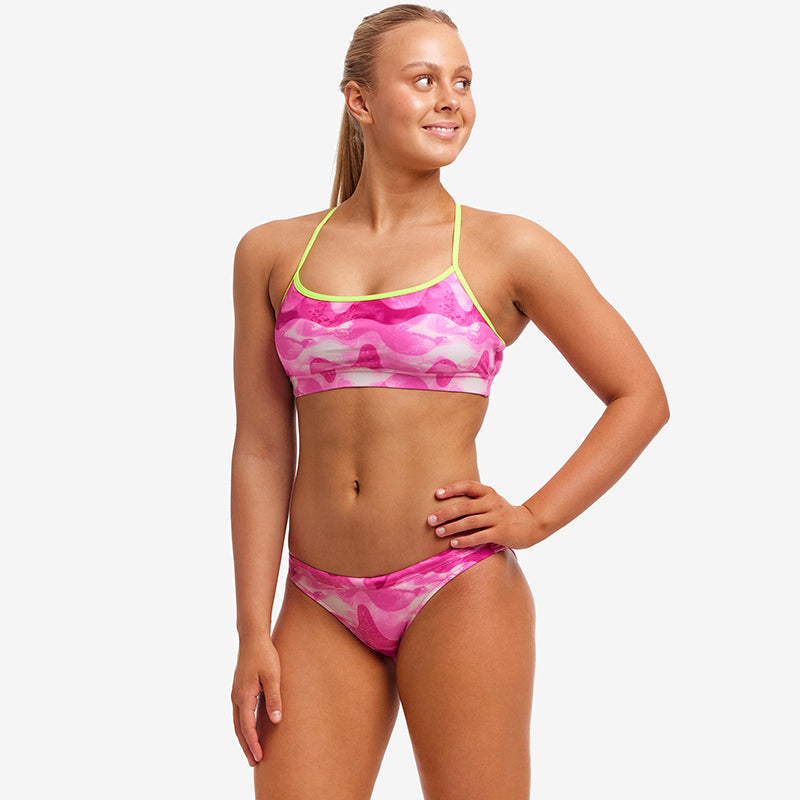 Funkita - Pink Caps - Ladies Eco Swim Crop Top