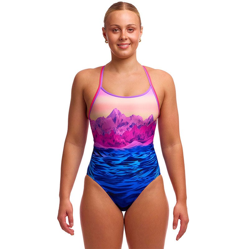 Funkita - Pink Peaks - Ladies Eco Diamond Back One Piece