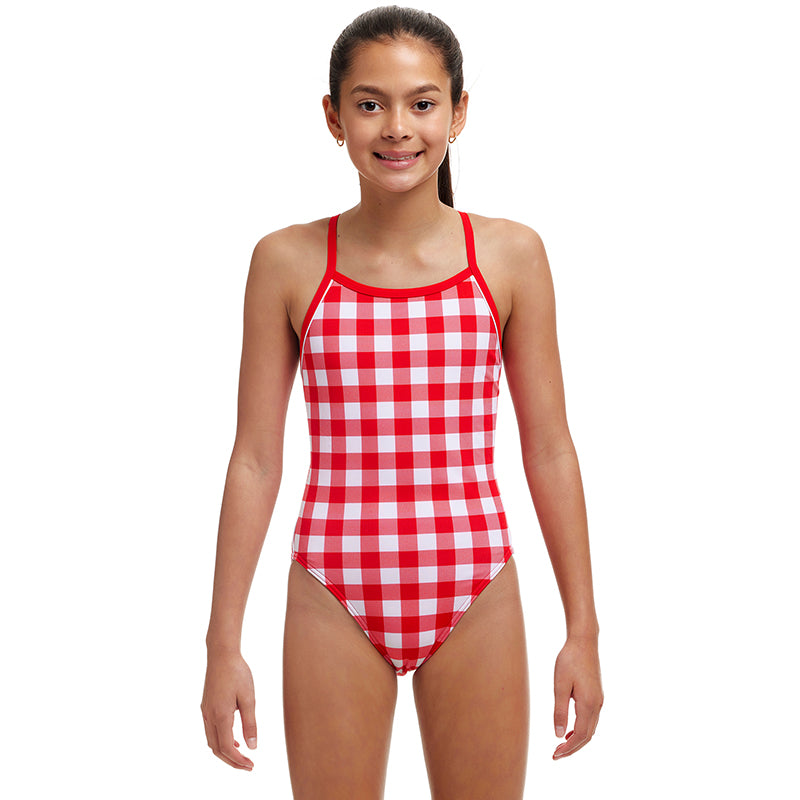 Funkita - Red Checker - Girls Single Strap One Piece