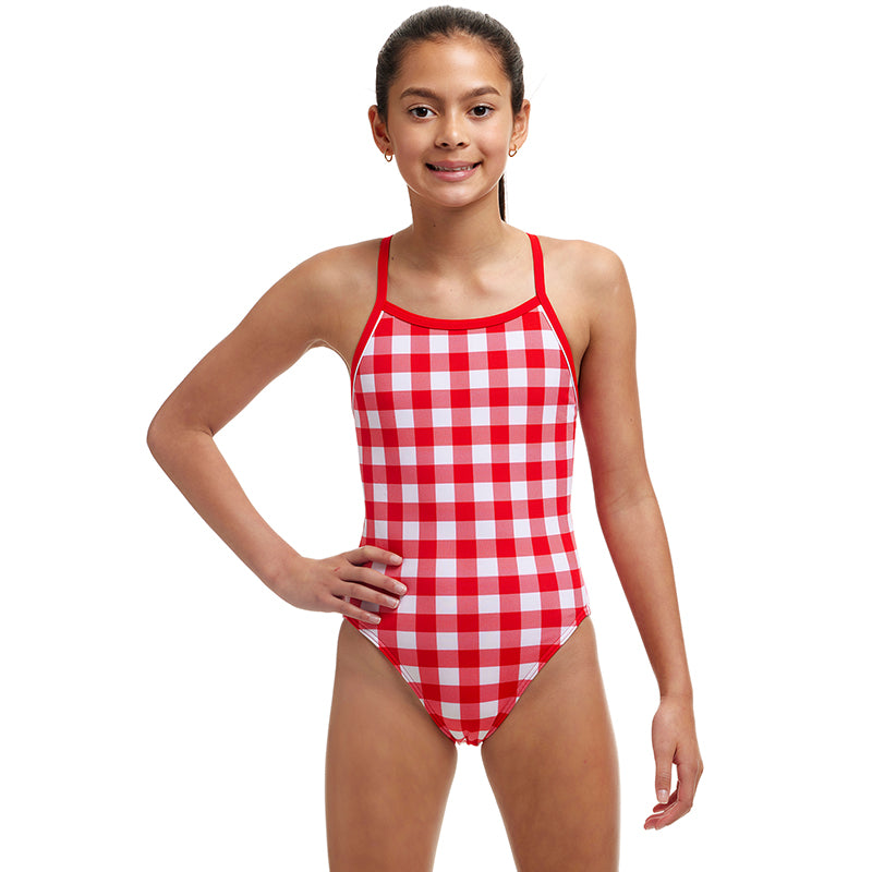 Funkita - Red Checker - Girls Single Strap One Piece