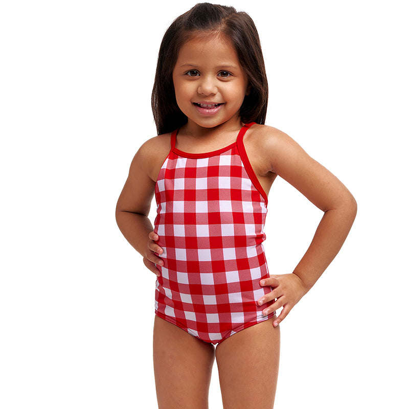 Funkita - Red Checker - Toddler Girls Eco Printed One Piece