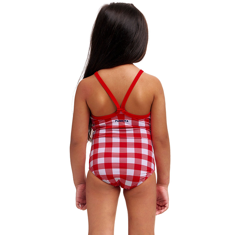 Funkita - Red Checker - Toddler Girls Eco Printed One Piece