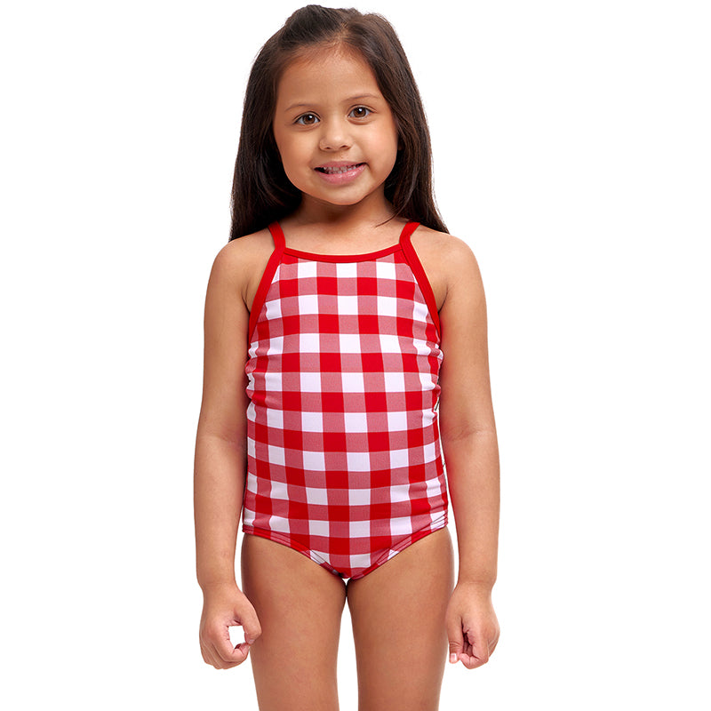 Funkita - Red Checker - Toddler Girls Eco Printed One Piece