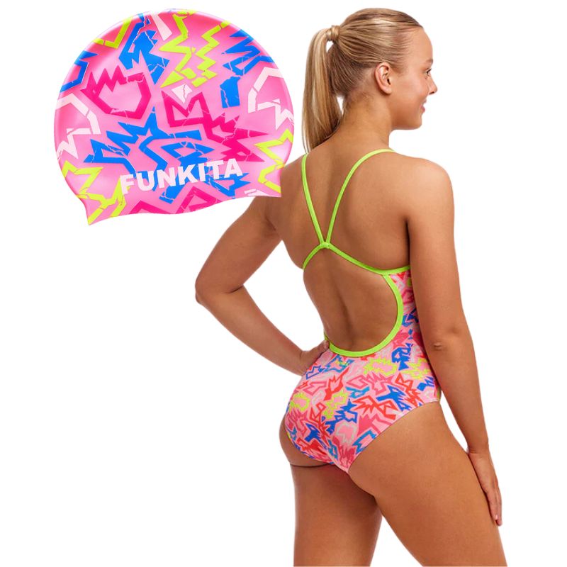 Funkita - Rock Star - Ladies Eco Single Strap & Silicone Swimming Cap