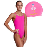 Funkita - Still Pink Girls Diamond Back & Duck Duck Goose Swimming Cap