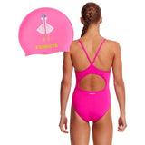 Funkita - Still Pink Girls Diamond Back & Duck Duck Goose Swimming Cap