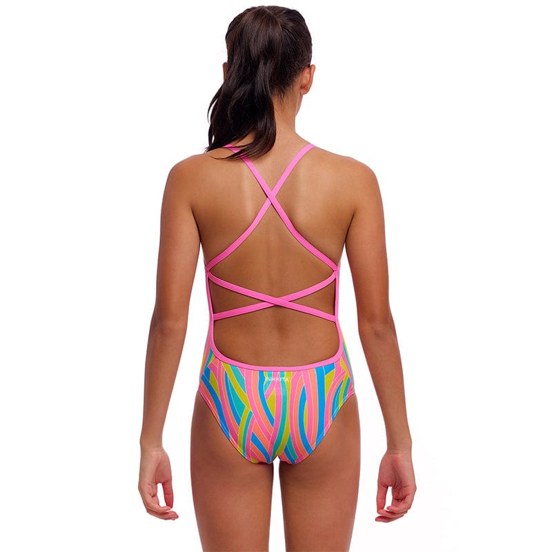 Funkita - Swirly Straws - Girls Eco Strapped In One Piece