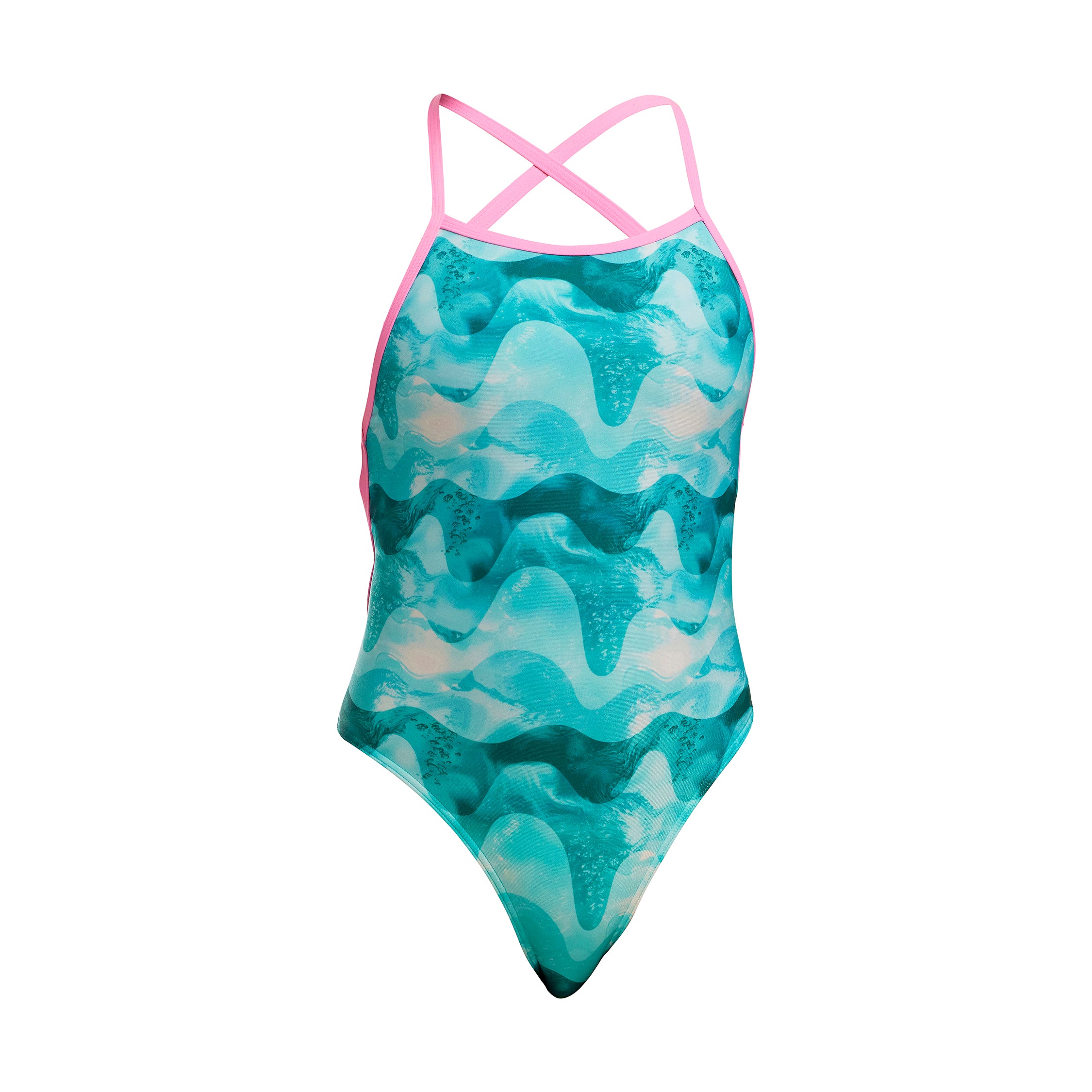 Funkita - Teal Wave - Girls Eco Strapped In One Piece