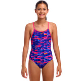 Funkita - Warped Waves - Girls Eco Diamond Back One Piece
