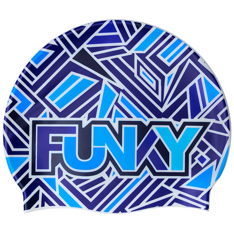 Funky - Blue Bits - Silicone Swimming Cap