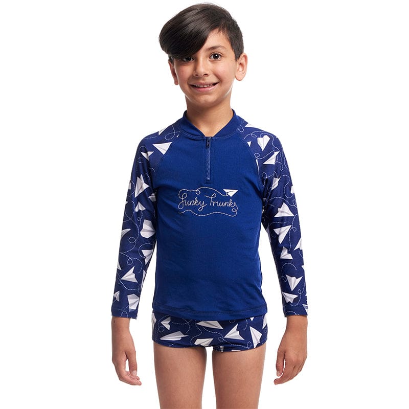 Funky Trunks - Paper Plain - Toddler Boys Zippy Rash Vest