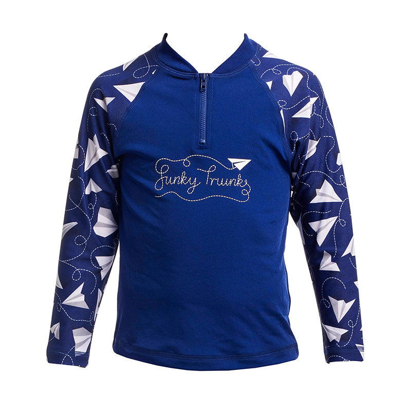 Funky Trunks - Paper Plain - Toddler Boys Zippy Rash Vest