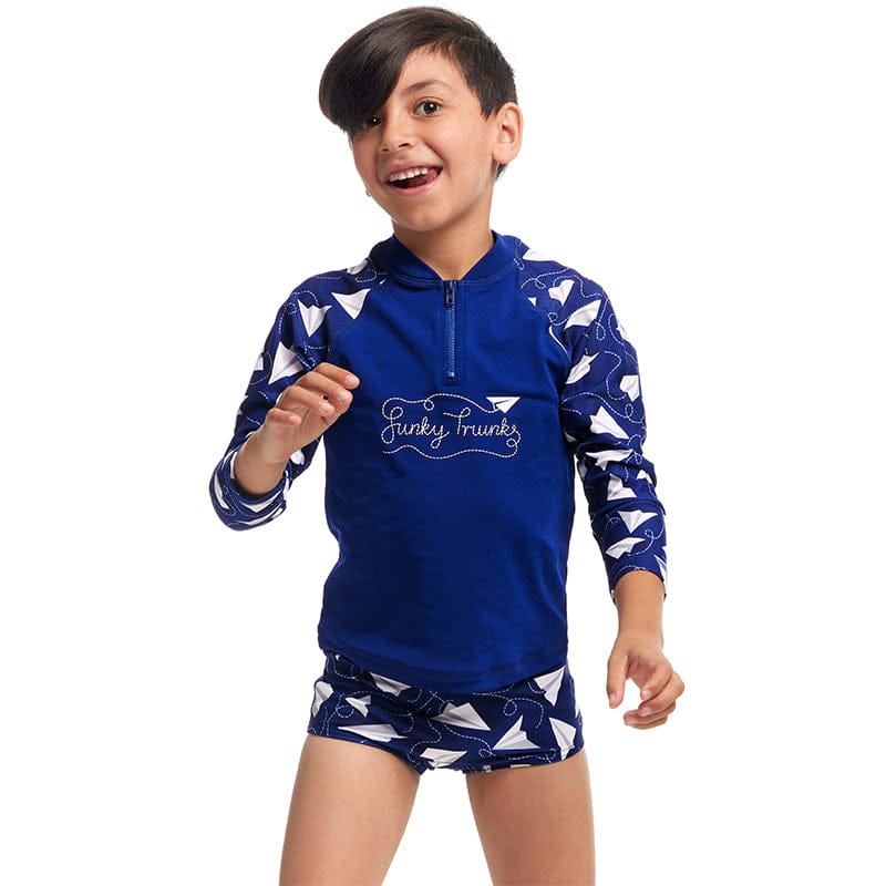 Funky Trunks - Paper Plain - Toddler Boys Zippy Rash Vest