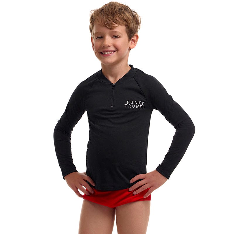 Funky Trunks - Still Black - Toddler Boys Long Sleeve Rash Vest