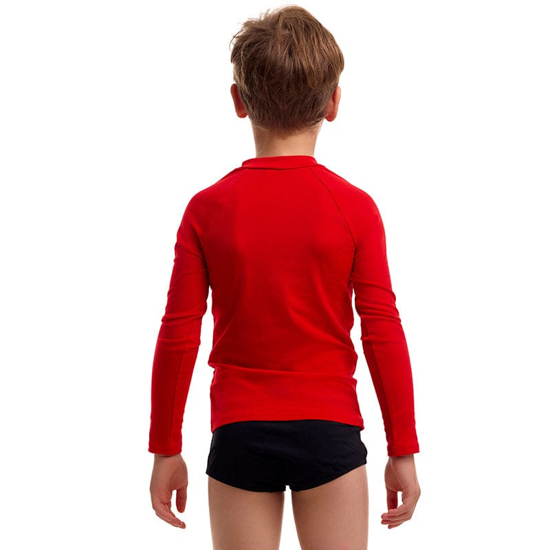 Funky Trunks - Still Red - Toddler Boys Long Sleeve Rash Vest