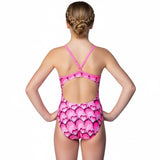 Maru - Hearts Sparkle Aero Back Girls Swimsuit - Pink