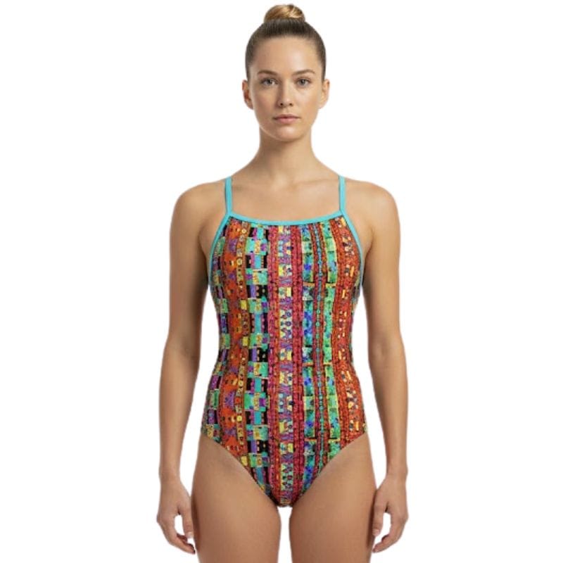 Maru - Mexico Vision Back Ladies Swimsuit - Red/Turquoise