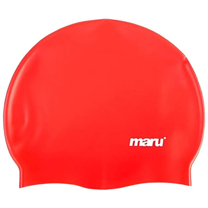 Maru - Plain Coloured Silicone Swim Hat - Red