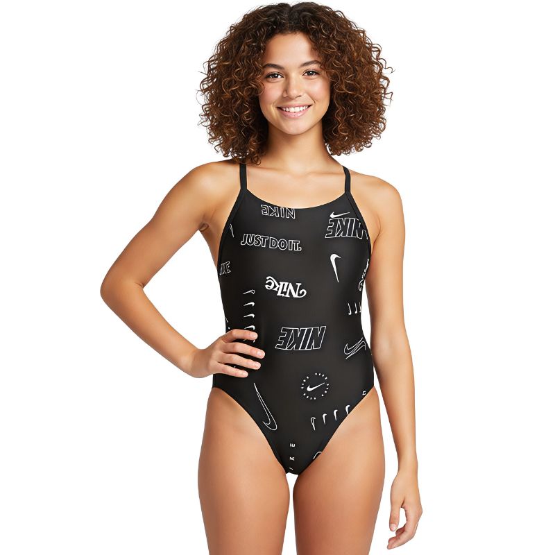 Nike - Girls Hydrastrong Multi Print Lace Up Back One Piece (Black)
