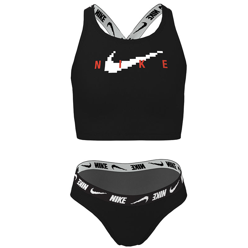 Nike - Girls' Logo Tape Crossback Midkini Set (Black)
