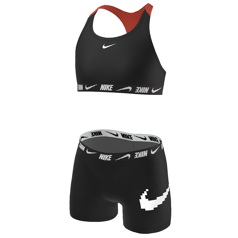 Nike - Girl's Logo Tape Racerback Bikini & Short Set (Black)