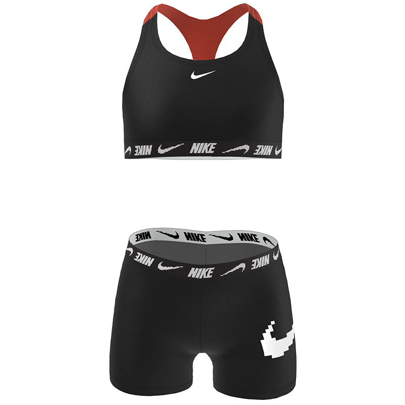 Nike - Girl's Logo Tape Racerback Bikini & Short Set (Black)