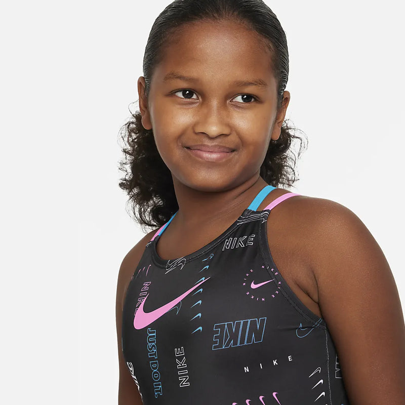 Nike - Girls' Logo Toss Spiderback One Piece (Black)