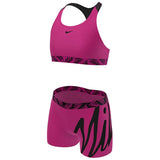 Nike - Girl's Script Logo Crossback Sport Bikini & Short Set (Pink Prime)