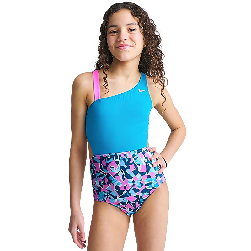 Nike - Girls' Shred Camo Asymmetrical Monokini (Blue Lightning)