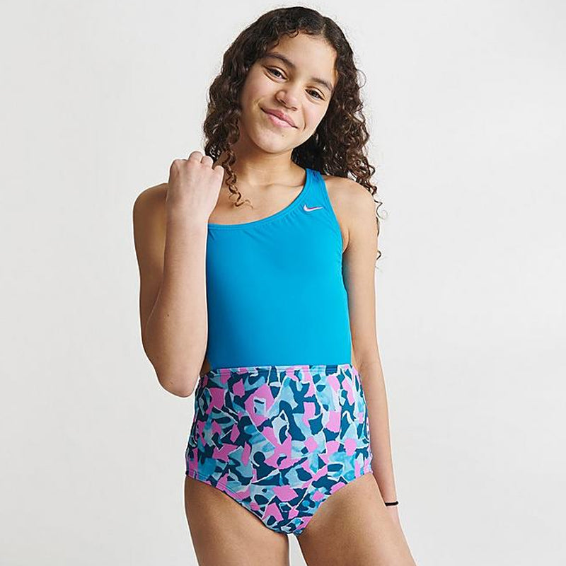 Nike - Girls' Shred Camo Asymmetrical Monokini (Blue Lightning)