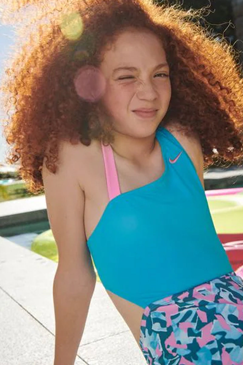 Nike - Girls' Shred Camo Asymmetrical Monokini (Blue Lightning)