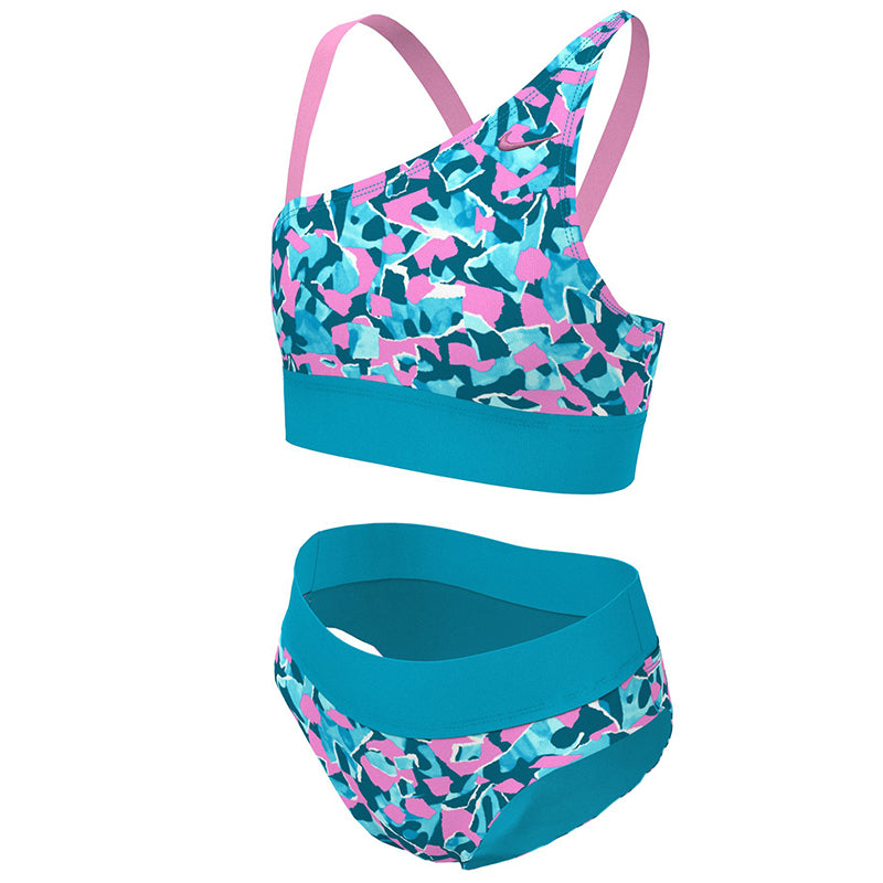 Nike - Girl's Shred Camo Asymmetrical Top & Bikini Set (Blue Lightning)