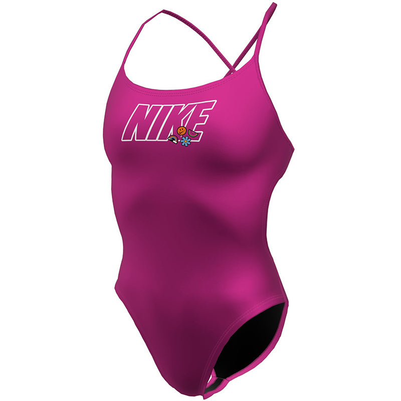 Nike - Hydrastrong Charms Multi Graphic Adjustable Crossback One Piece (Fierce Pink)