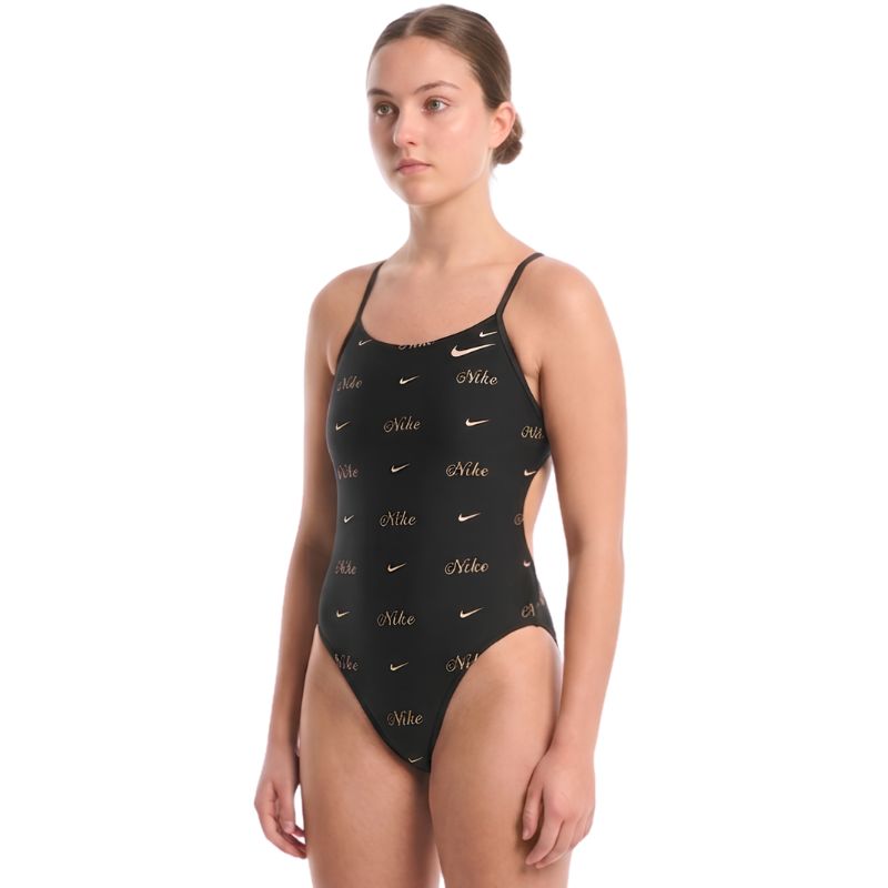 Nike - Hydrastrong Multi Print Cutout One Piece (Jet Black)