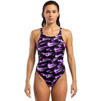 Nike - Hydrastrong Multi Print Fastback One Piece (Bright Violet)